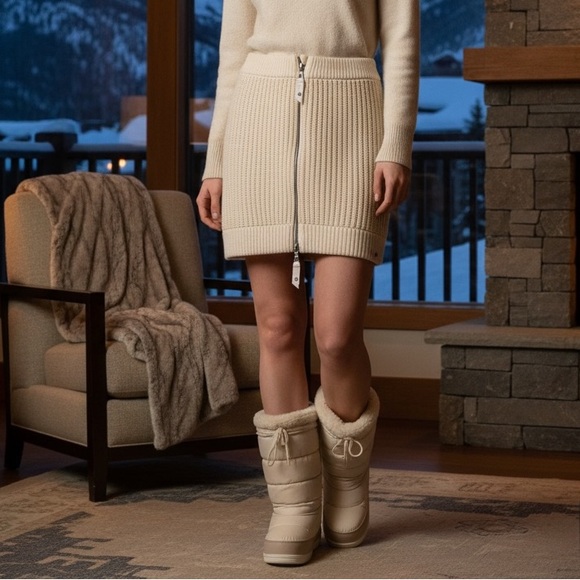 Lululemon RARE Merino Wool Ribbed Knit Skirt | One Size Zipper Detail Apres Ski - Picture 6 of 10